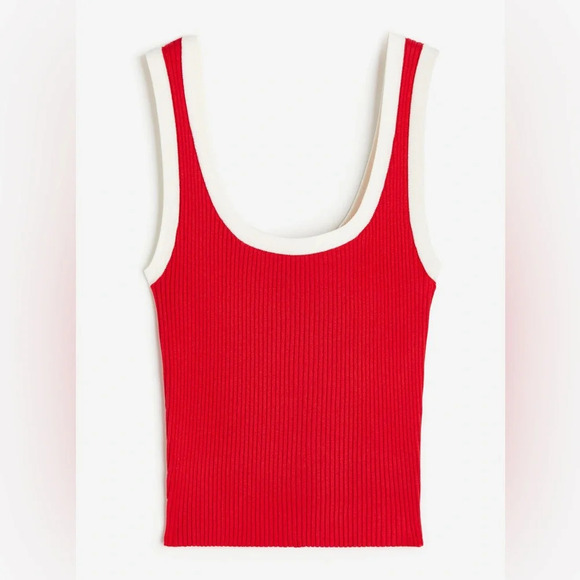 H&M tank ribbed crop top scoop tee collegiate parke daily drills color block - Picture 5 of 5